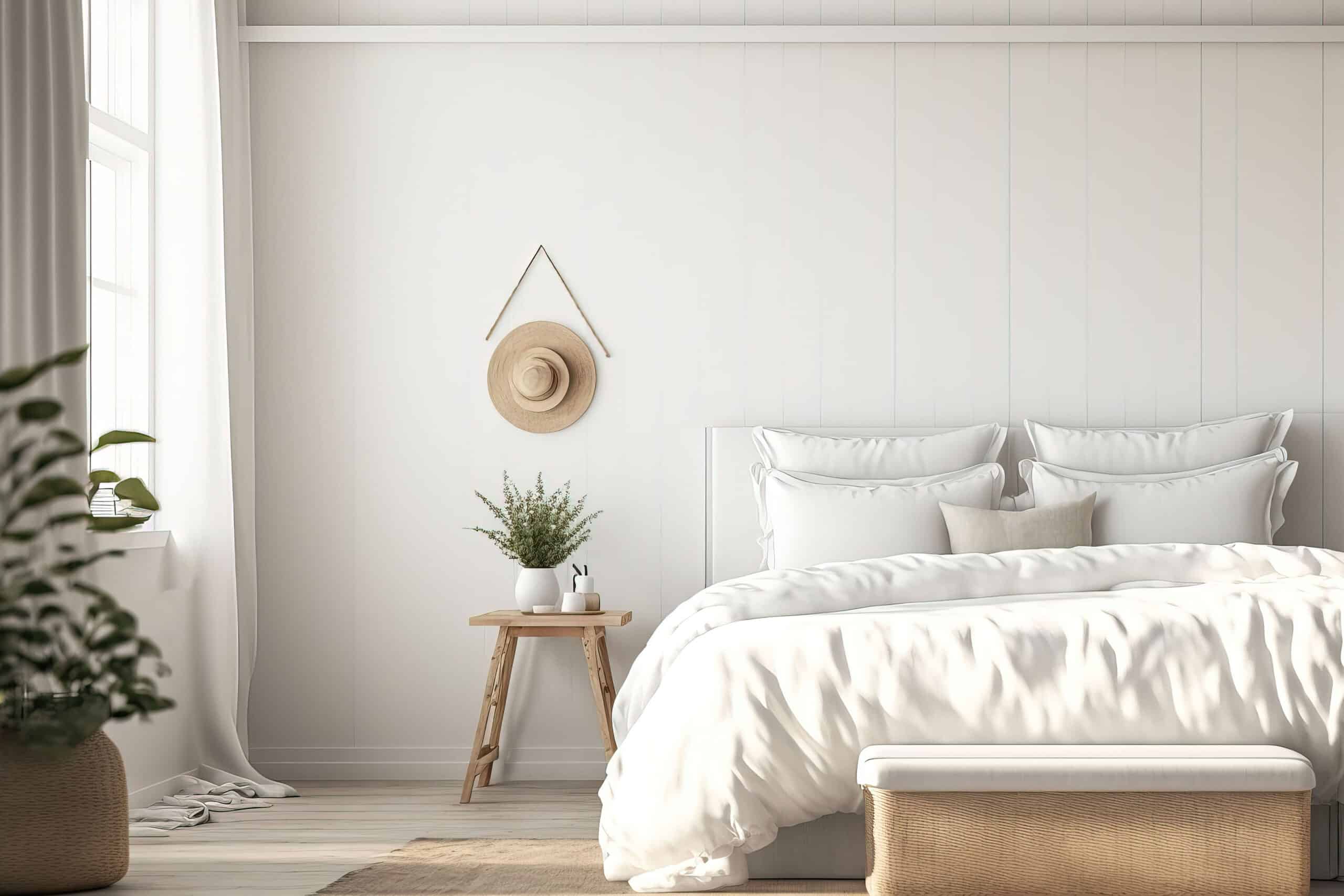 white cream bedroom luxury bedding cozy elegant 3d illustration