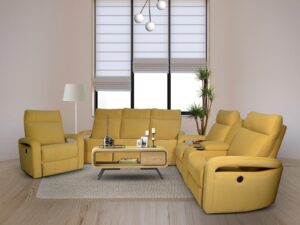 Elly Fabric Motorized Recliner Set With Storage And Cup Holders