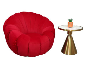 LOUNGE CHAIR WITH RED VELVET FABRIC