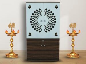 TWO DOOR POOJA MANDIR WITH STORAGE